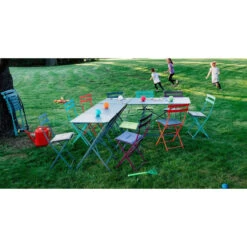 Chaise De Jardin Pliante FERMOB Bistro Métal - Bleu Acapulco -Lafumaei Boutique 010121 chaise jardin pliante fermob bistro metal bleu acapulco ambiance