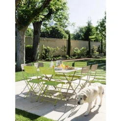 Table De Jardin 8 Personnes FERMOB Cargo 128 X 128 Cm - Muscade -Lafumaei Boutique 024114 table jardin fermob cargo 128 128 cm muscade ambiance 3