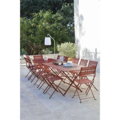 Table De Jardin 8 Personnes FERMOB Cargo 128 X 128 Cm - Ocre Rouge -Lafumaei Boutique 024120 table jardin fermob cargo 128 128 cm ocre rouge ambiance 2