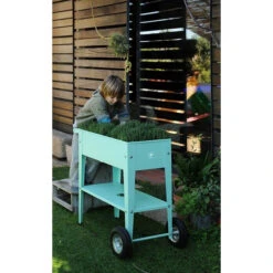 Carré Potager Surélevé Sur Roues Herstera Vert Menthe -Lafumaei Boutique 08928201 1 min