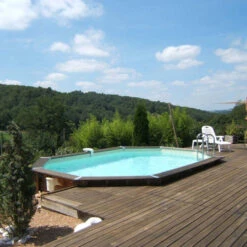 Piscine En Bois Octogonale Ubbink Océa 6,10 X 4,00 X 1,30 M - Liner Beige -Lafumaei Boutique 7504511 piscine bois octogonale ubbink ocea 400x610 beige ambiance