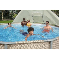 Auvent Pour Piscine Tubulaire Bestway Ø 3,05 à 5,49 M -Lafumaei Boutique auvent rond bestway 2 ambiance