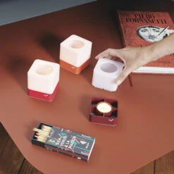 Lot De 3 Photophores FERMOB Cuub - Rouge -Lafumaei Boutique cuub rouge ambiance fermob 3