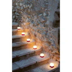 Lot De 3 Photophores FERMOB Cuub - Rouge -Lafumaei Boutique cuub rouge ambiance fermob 4