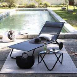 Lit Bain De Soleil LAFUMA Miami - Obsidian -Lafumaei Boutique lfm2720 6897 lit bain soleil lafuma miami noir ambiance