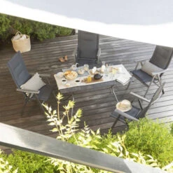 Fauteuil De Jardin Pliant LAFUMA Zen-It BeComfort - Gris Foncé -Lafumaei Boutique lfm2831 8902 fauteuil jardin lafuma zen it becomfort ambiance repas