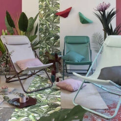 Chaise Longue LAFUMA Maxi Transat Plus - Rose -Lafumaei Boutique lfm2926 9257 chaise longue lafuma maxi transat plus rose ambiance 3