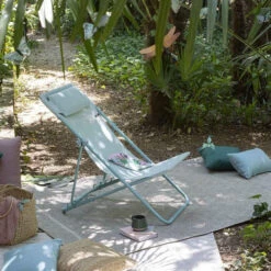 Chaise Longue LAFUMA Maxi Transat Plus - Bleu -Lafumaei Boutique lfm2926 9258 chaise longue lafuma maxi transat plus bleu ambiance