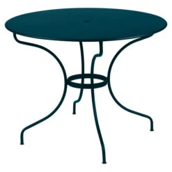 Table De Jardin 5 Personnes FERMOB Opéra + Ø 96 Cm - Bleu Acapulco