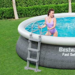 Piscine Autoportée Bestway Fast Set Aspect Rotin 4,57 X 1,07 M -Lafumaei Boutique piscine autoportee bestway fast set rotin 457 x 107 cm 2