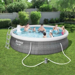 Piscine Autoportée Bestway Fast Set Aspect Rotin 4,57 X 1,07 M -Lafumaei Boutique piscine autoportee bestway fast set rotin 457 x 107 cm