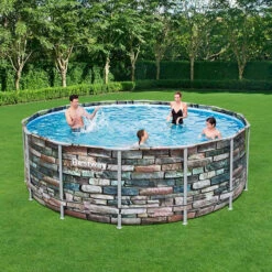 Piscine Tubulaire Bestway Power Steel Stone Ronde 4,27 X 1,22 M -Lafumaei Boutique piscine tubulaire bestway steel stone ronde 427 x 122 cm 2 1